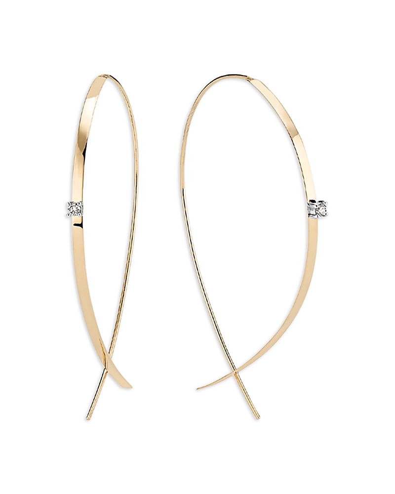 Lana Jewelry 14k Yellow Gold Diamond Upside Down Hoop Threader Earrings In Gold