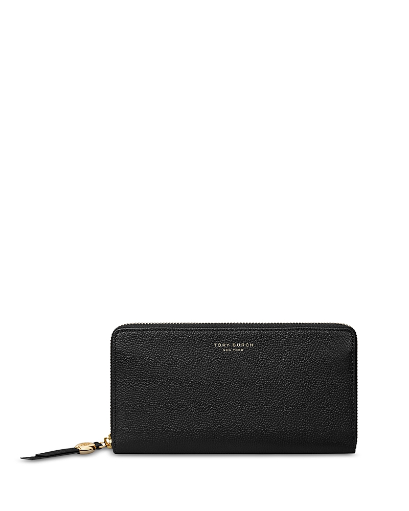 Tory Burch Romy Leather Zip Continental Wallet In Black