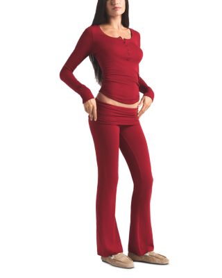 Cotton Jersey Foldover Pants