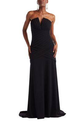 Vionna Shutter-Pleated Crepe Gown