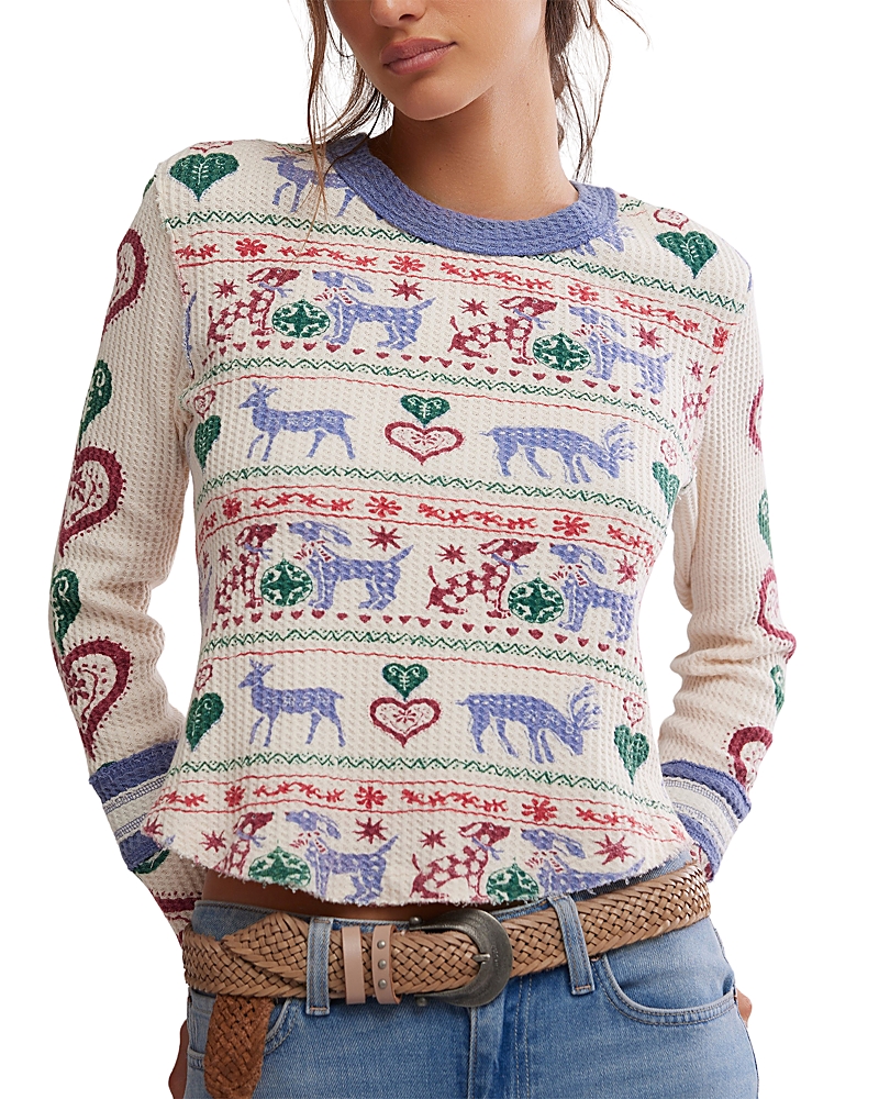 Free People Blissful Layering Long Sleeve T-shirt In Multi