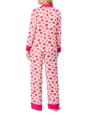Long Sleeve Notch Collar Long Pajama Set