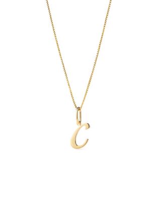 Solid Yellow Gold Script Letter Necklace