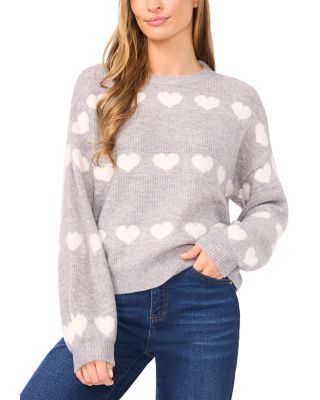 Heart Jacquard Crew Sweater