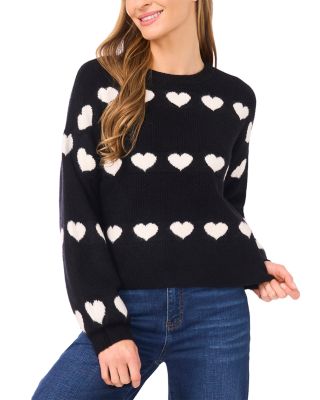 Heart Jacquard Crew Sweater