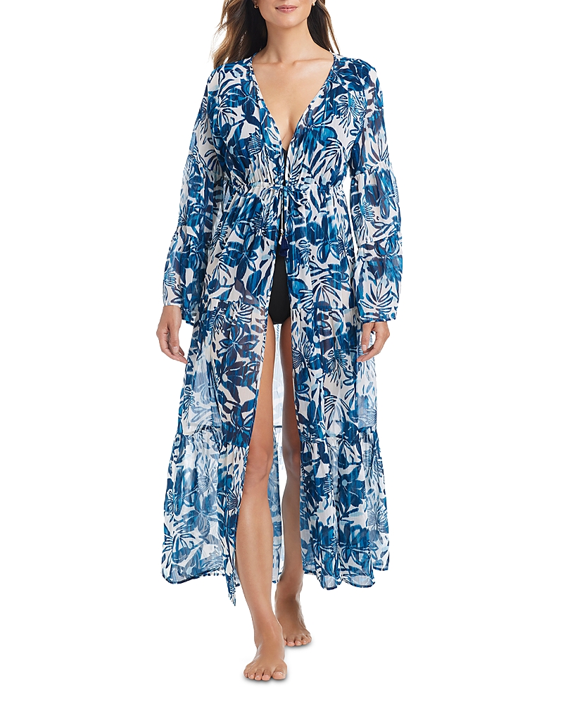 Bleu Rod Beattie Open Front Cover-up Dress In Blue