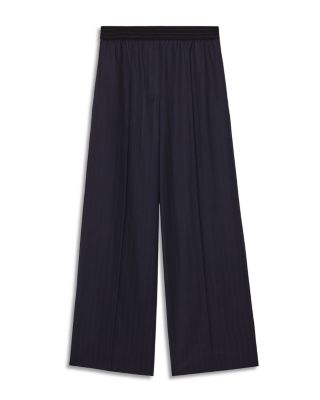 Petite Neave Waistband Pinstripe Wide Leg Pants 