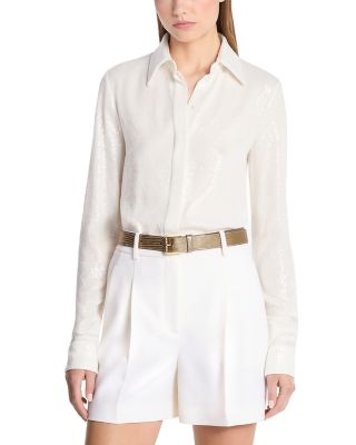 Linear Sequin Hansen Silk Shirt 