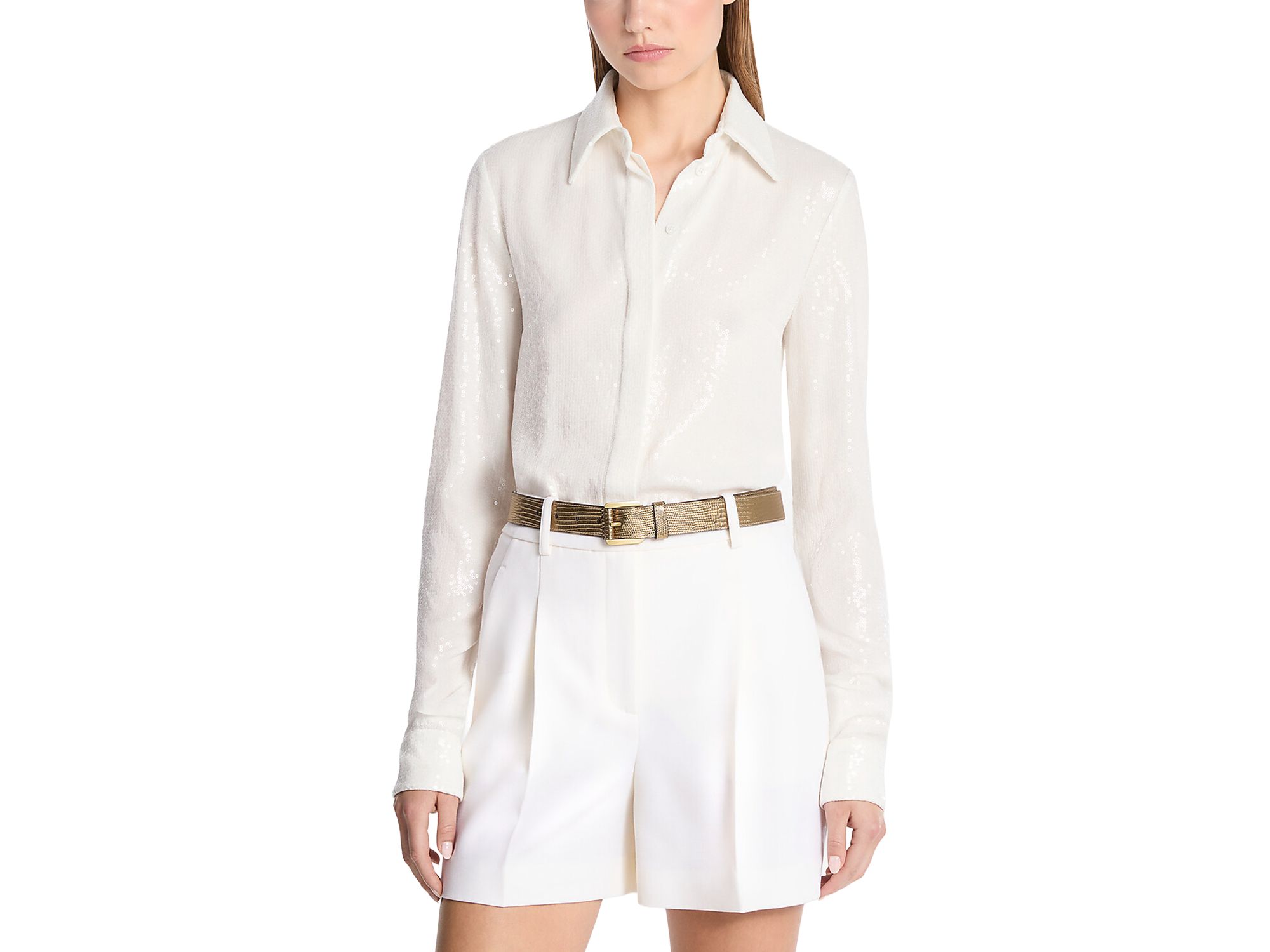 Linear Sequin Hansen Silk Shirt - Image 1