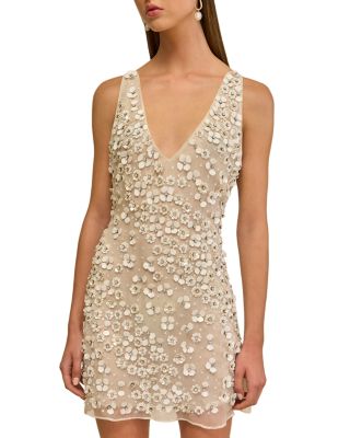 Sapphira Silk Embellished Mini Dress