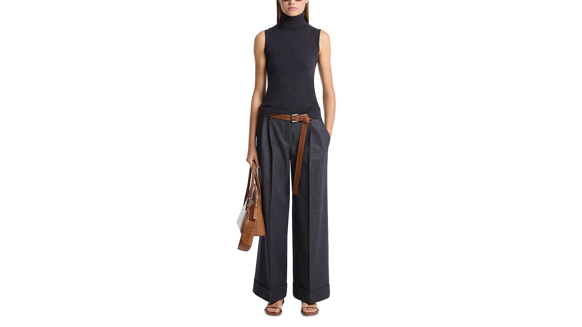 Cashmere Sleeveless Turtleneck Sweater — Image 3