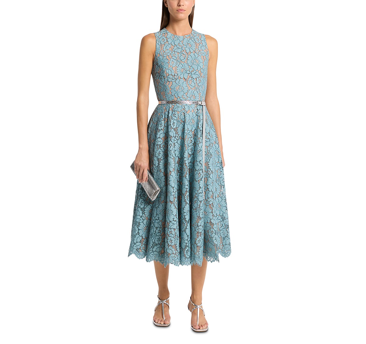 Michael Kors Collection Floral Lace Dress in Seaglass