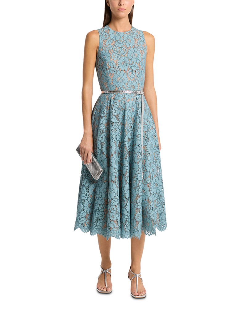 Michael Kors Collection Floral Lace Dress in Seaglass