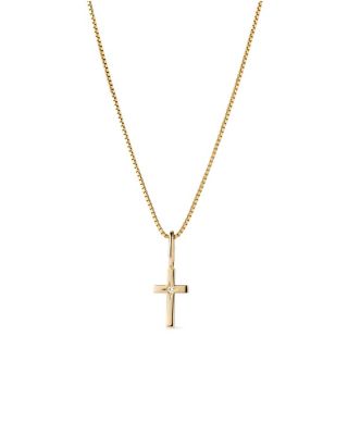 Solid Yellow Gold Lab Grown Diamond Cross Necklace