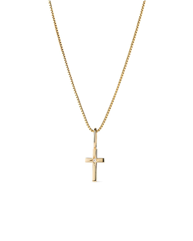 Ana Luisa Solid Yellow Gold Lab Grown Diamond Cross Necklace