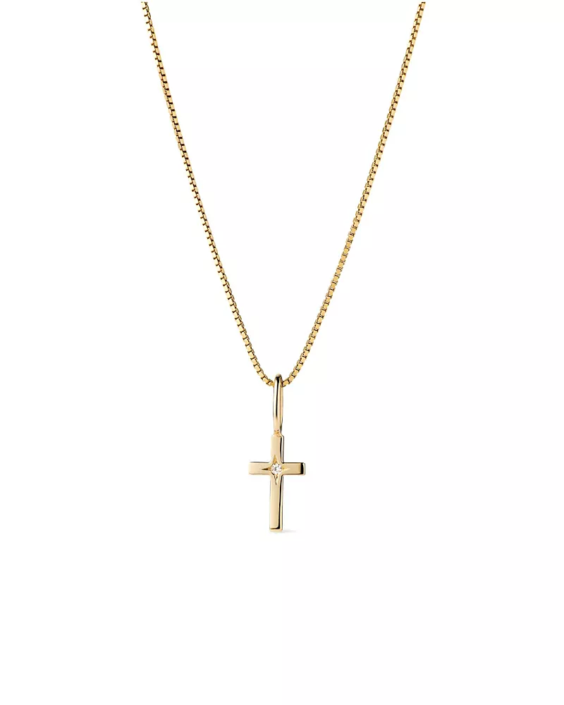 Ana Luisa Solid Yellow Gold Lab Grown Diamond Cross Necklace