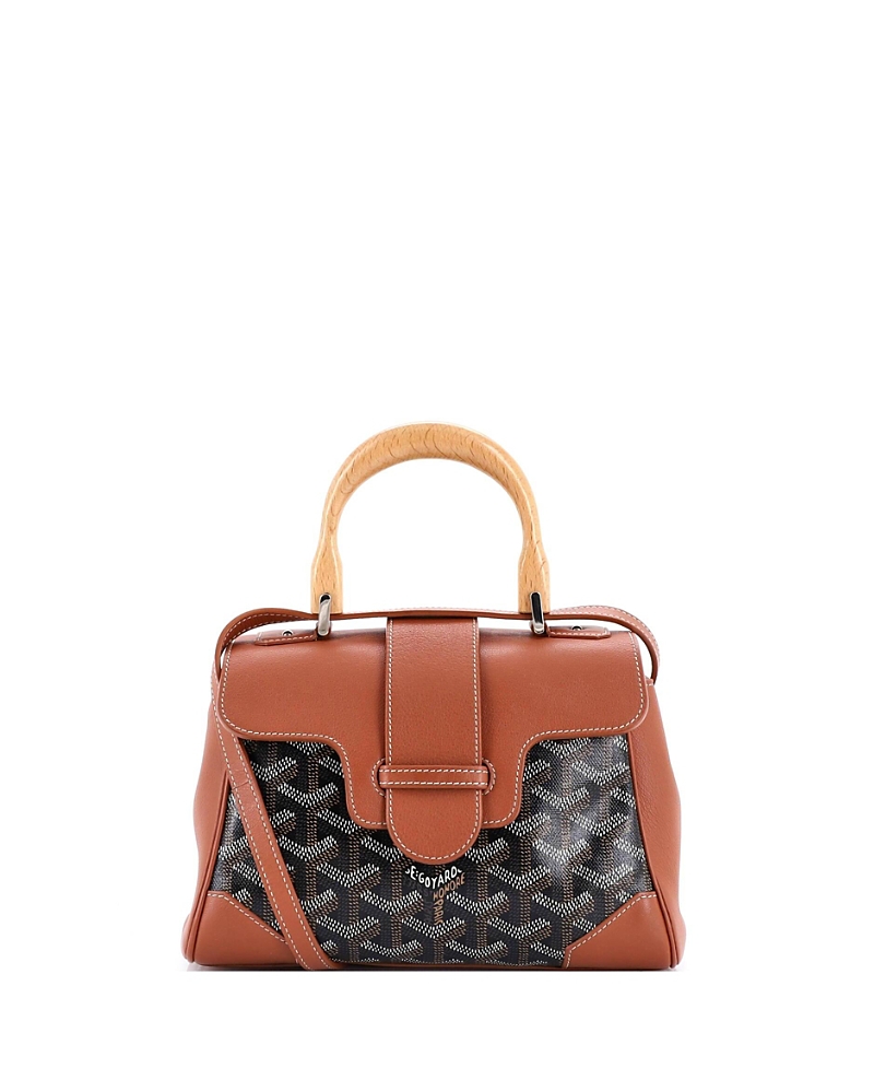 PRE-OWNED GOYARD Pre-owned Goyard Mini Saigon Top Handle Bag Coated Canvas With Leather In Brown