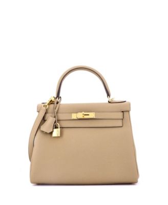 Kelly 28 Handbag Light Togo with Gold Hardware
