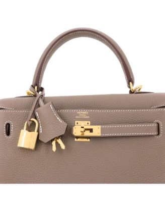 Kelly 25 Handbag Grey Togo with Gold Hardware
