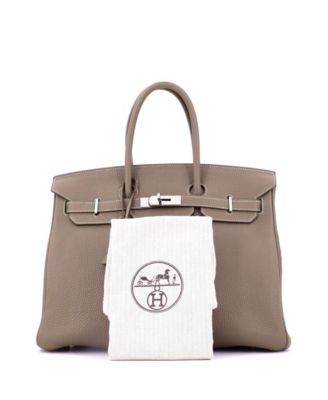 Birkin 35 Handbag Grey Togo with Palladium Hardware