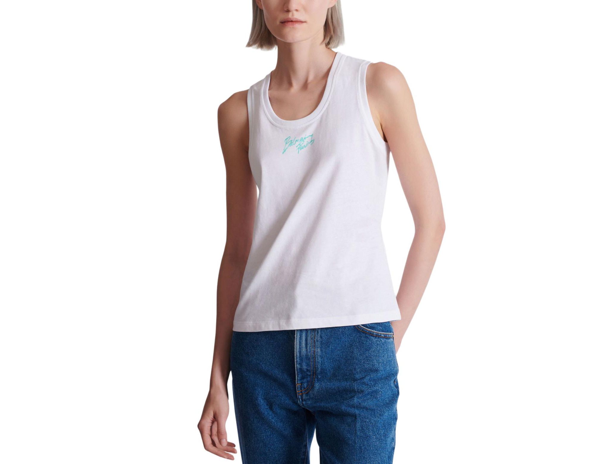 Relaxed Tank Top With Balmain Paris Brush Print — Image 10