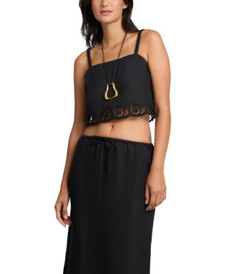  Air Linen Scallop Cropped Top