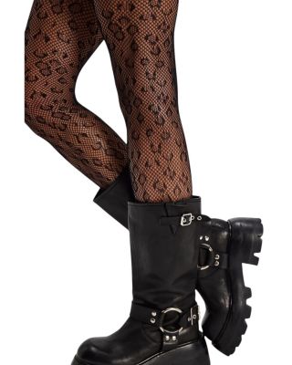 Leopard Print Fishnet Tights