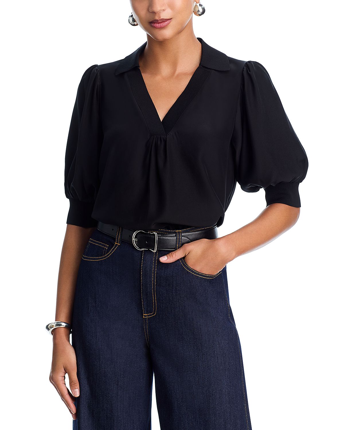 Cinq a Sept Weldon Collared Silk Blouse