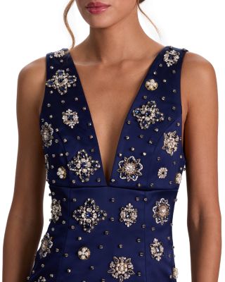Mandy Embellished Deep Plunge Dress