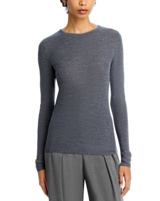 Rib Knit Long Sleeve Striped Sweater