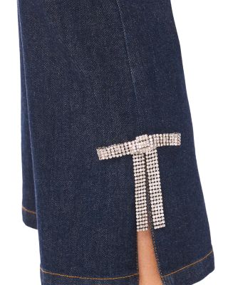 Cropped Flare Bow Detail Jeans in Indigo Night