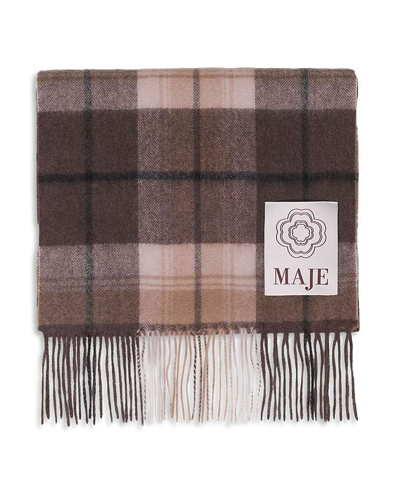 Maje Emy Check Wool & Cashmere Scarf