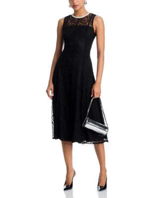 Lace Faux Pearl Trim Midi Dress - Exclusive