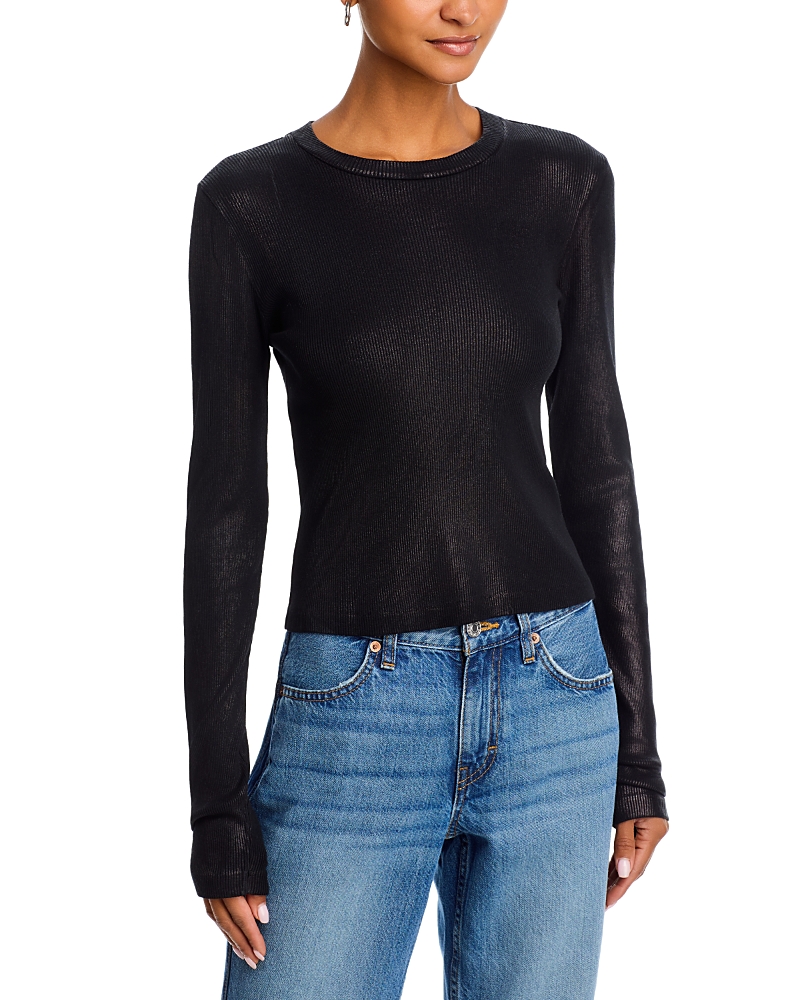 Re/done 90s Foil Baby Long Sleeve Tee In Black