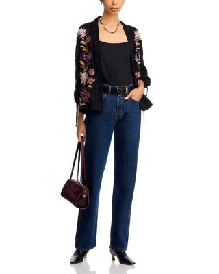 Embroidered Tie Sleeve Kimono