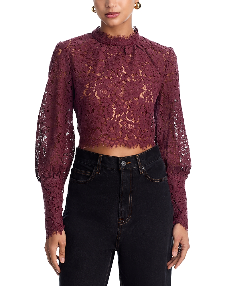 Bardot Georgia Lace Top In Burgundy