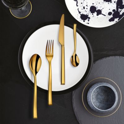 Side PVD Gold 5-Piece Flateware Place Setting