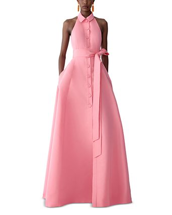 carolina herrera formal dresses shape bodice Boat neckline Short sleeves Open back Concealed back zip Full length Column silhouette Silk Made in the USA from imported materials Model is 510/177cm. Carolina Herrera Formal Dresses &