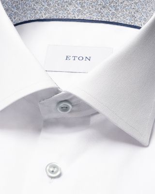 Signature Twill Solid Slim Fit Dress Shirt with Floral Detail