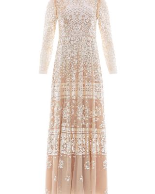  Aurora Long Sleeve Round Neck Gown