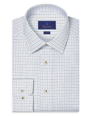 Trim Fit Textured Herringbone Check Dress Shirt