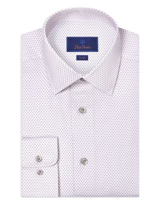Trim Fit Micro Geometric Print Dress Shirt