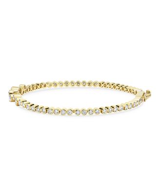 18K Yellow Gold Fizz Diamond Bezel Cluster Tennis Bracelet