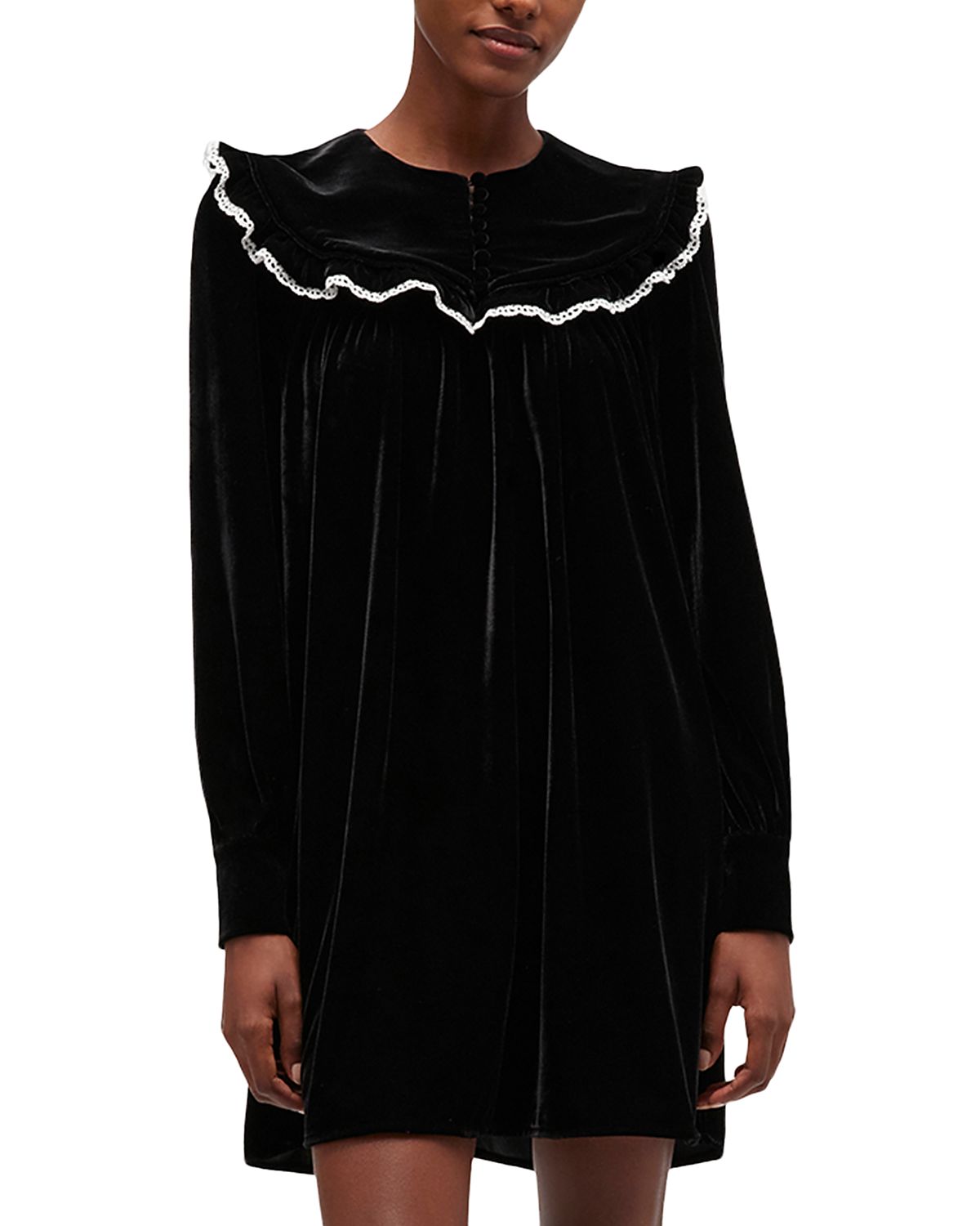 Ganni Ruffled Velvet Dress