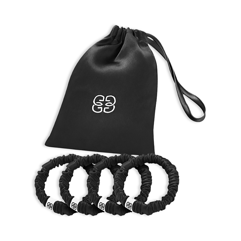 Gingerlily Silk Scrunchies, Set Of 4 In Black