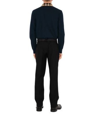 Long Sleeve Check Collar Cotton Polo Shirt