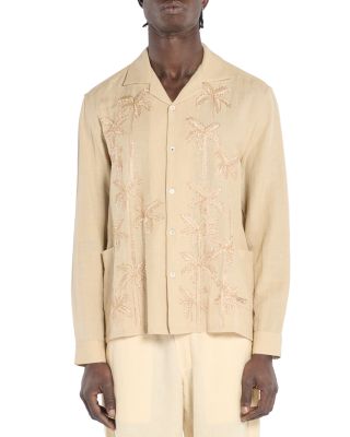 Embroidered Button Front Camp Shirt