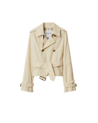 Cropped Cotton Blend Trench Jacket