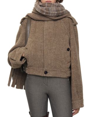 Detachable Scarf Wool Blend Jacket