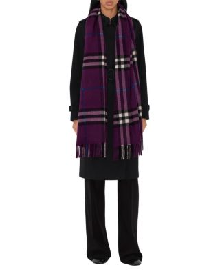 Wide Check Cashmere Scarf